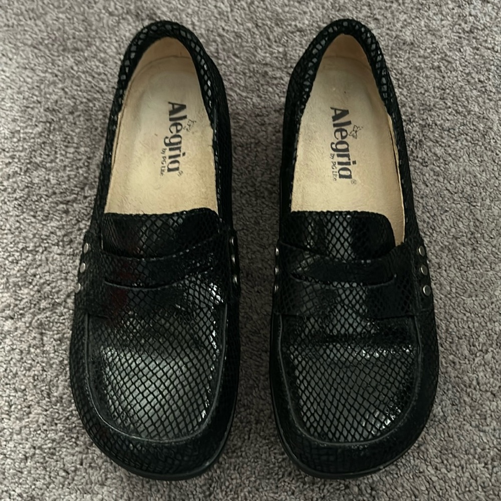 Alegria Snakeskin Black Leather Shoes 39